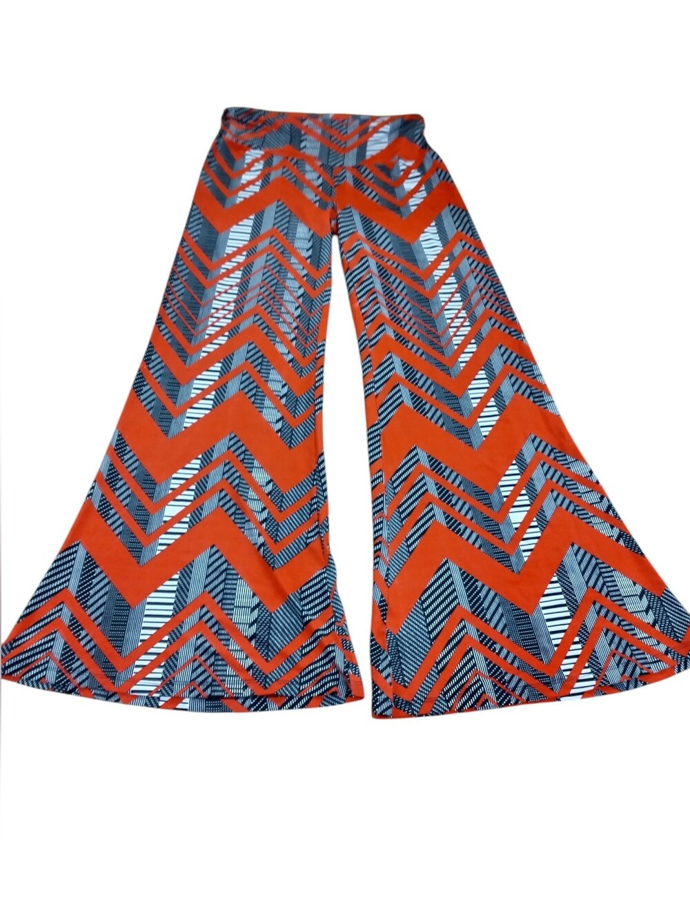 Black & Red Wide-Leg Chevron Pants